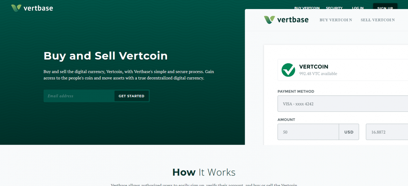 Первая криптовалютная биржа с базовой валютой в Vertcoin
