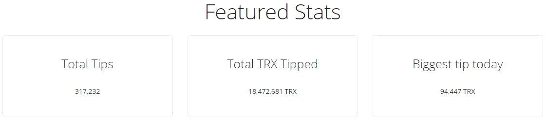 количество TRX отправленных таким образом составило  около 18,5 миллионов TRX, что составляет примерно 360.000 долларов США