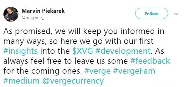 разработчик Verge, в своем недавнем твите упомянул о новых разработках и обновлениях, которые готовятся в Verge
